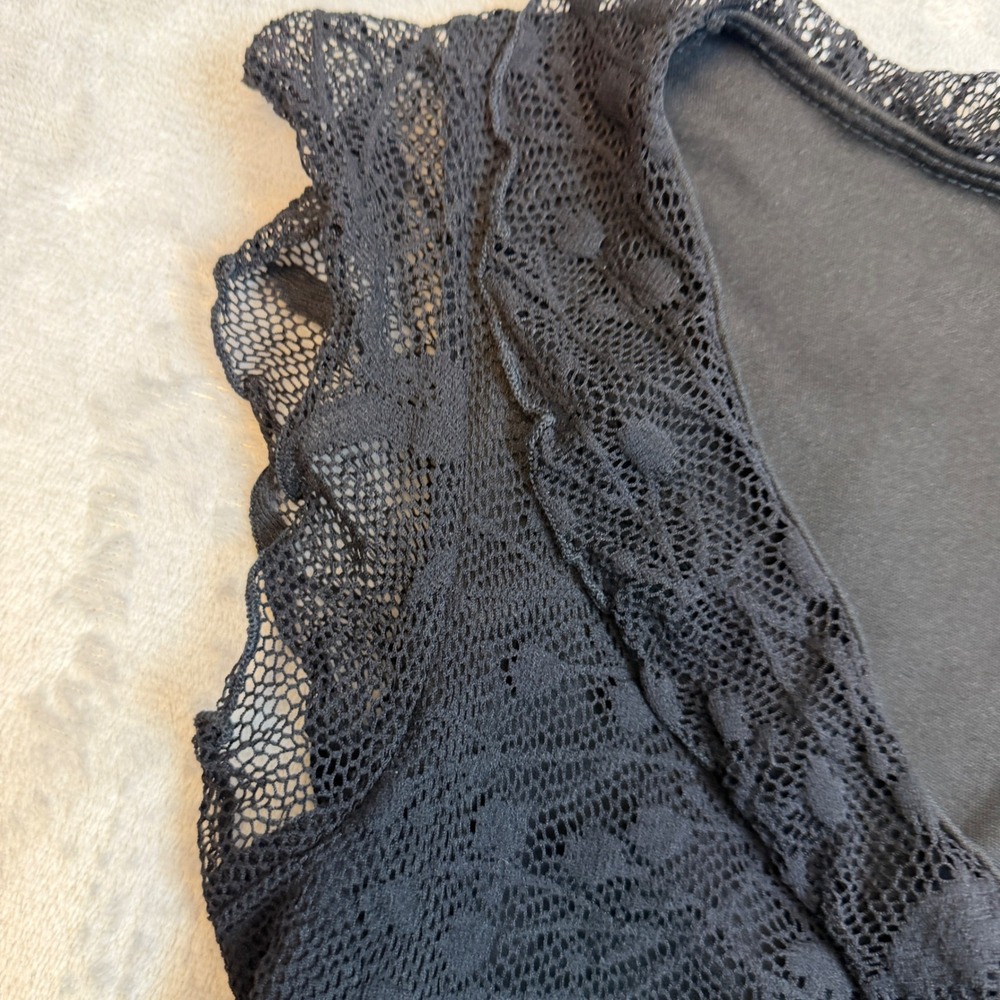 Moa Moa Dress Womens L Black Lace Ruffle Bodycon Witchy Grunge Made in USA 2986 - Picture 7 of 13